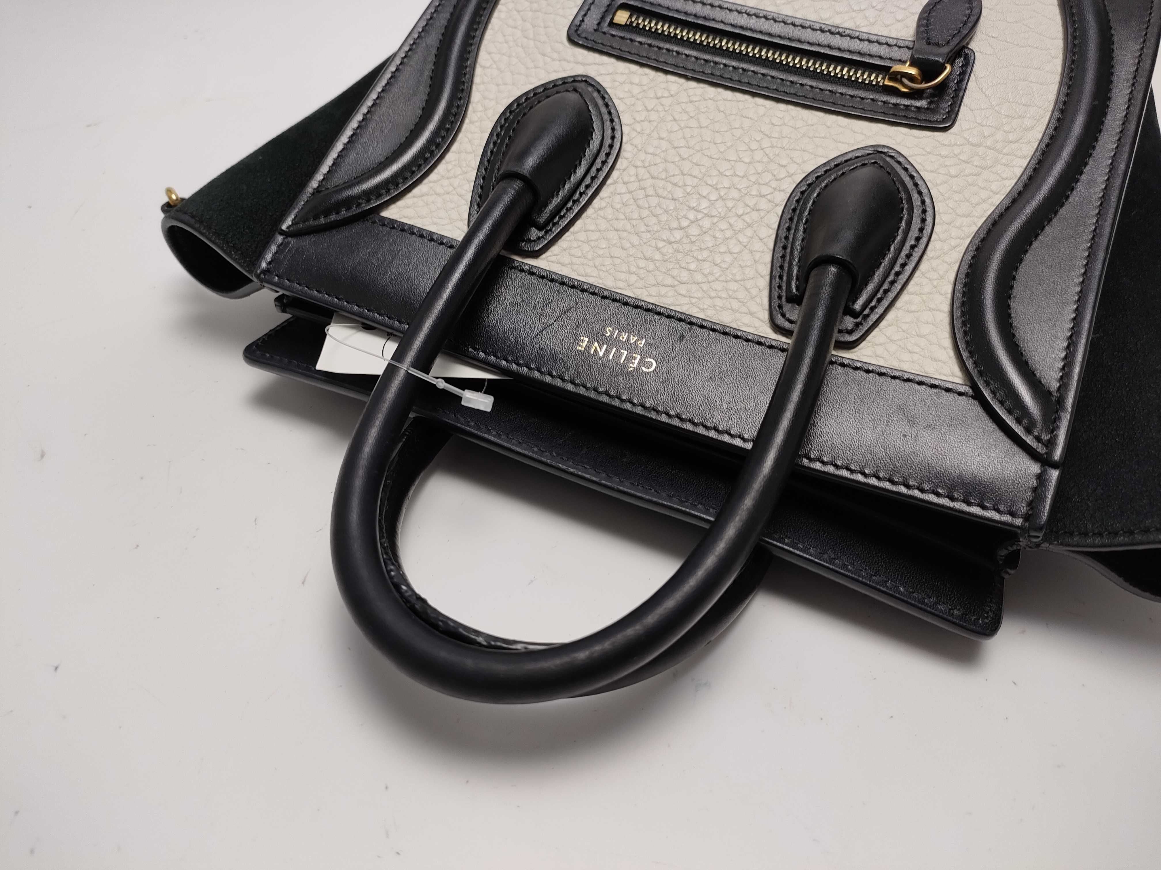 【水曜終了】(10827_0029)CELINE バイカラー ブラック×ホワイト ハンドバッグ