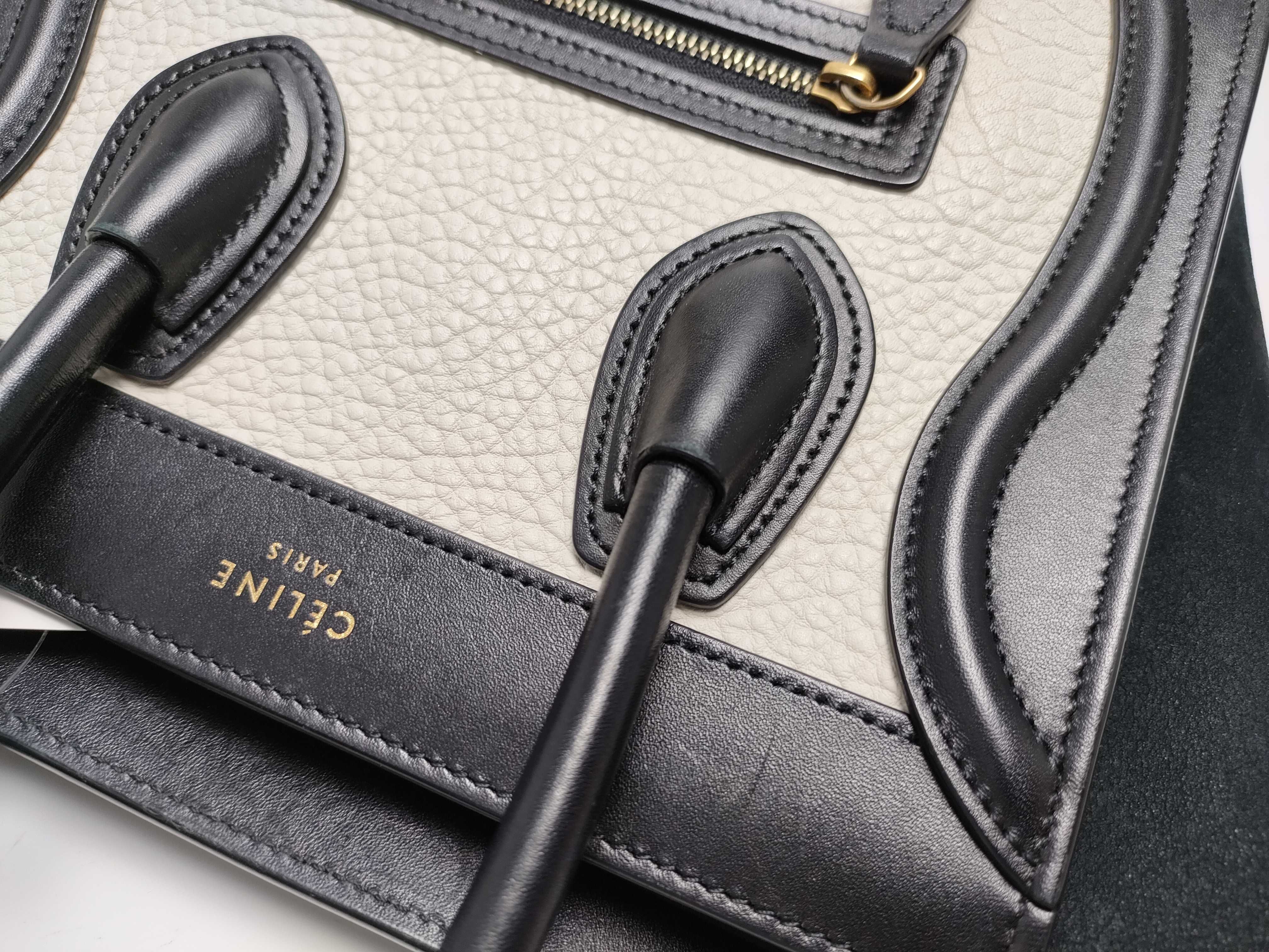 【水曜終了】(10827_0029)CELINE バイカラー ブラック×ホワイト ハンドバッグ