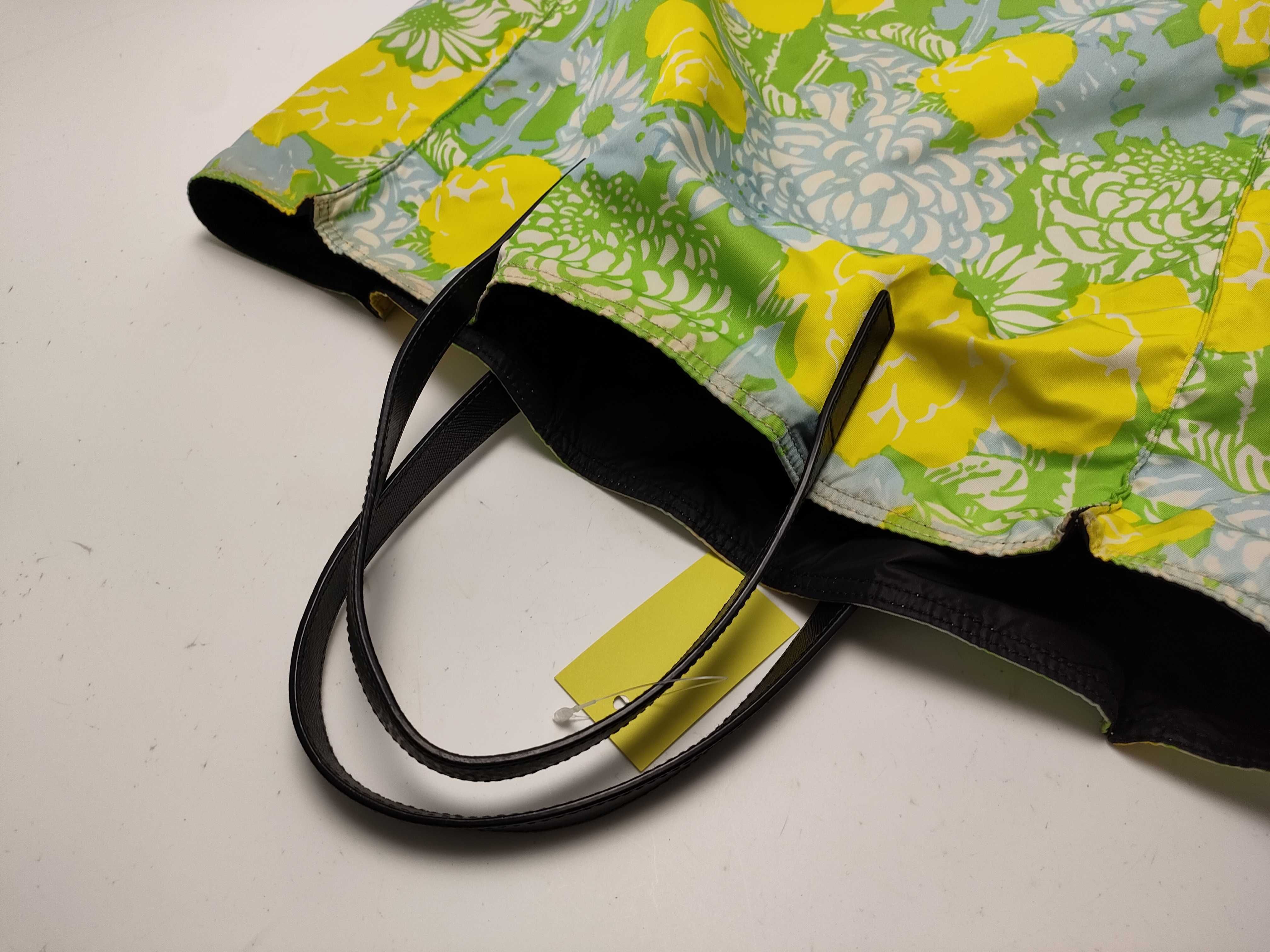 【水曜終了】(10827_0039)▼PRADA ナイロン 三角プレート 花柄 トート トートバッグ