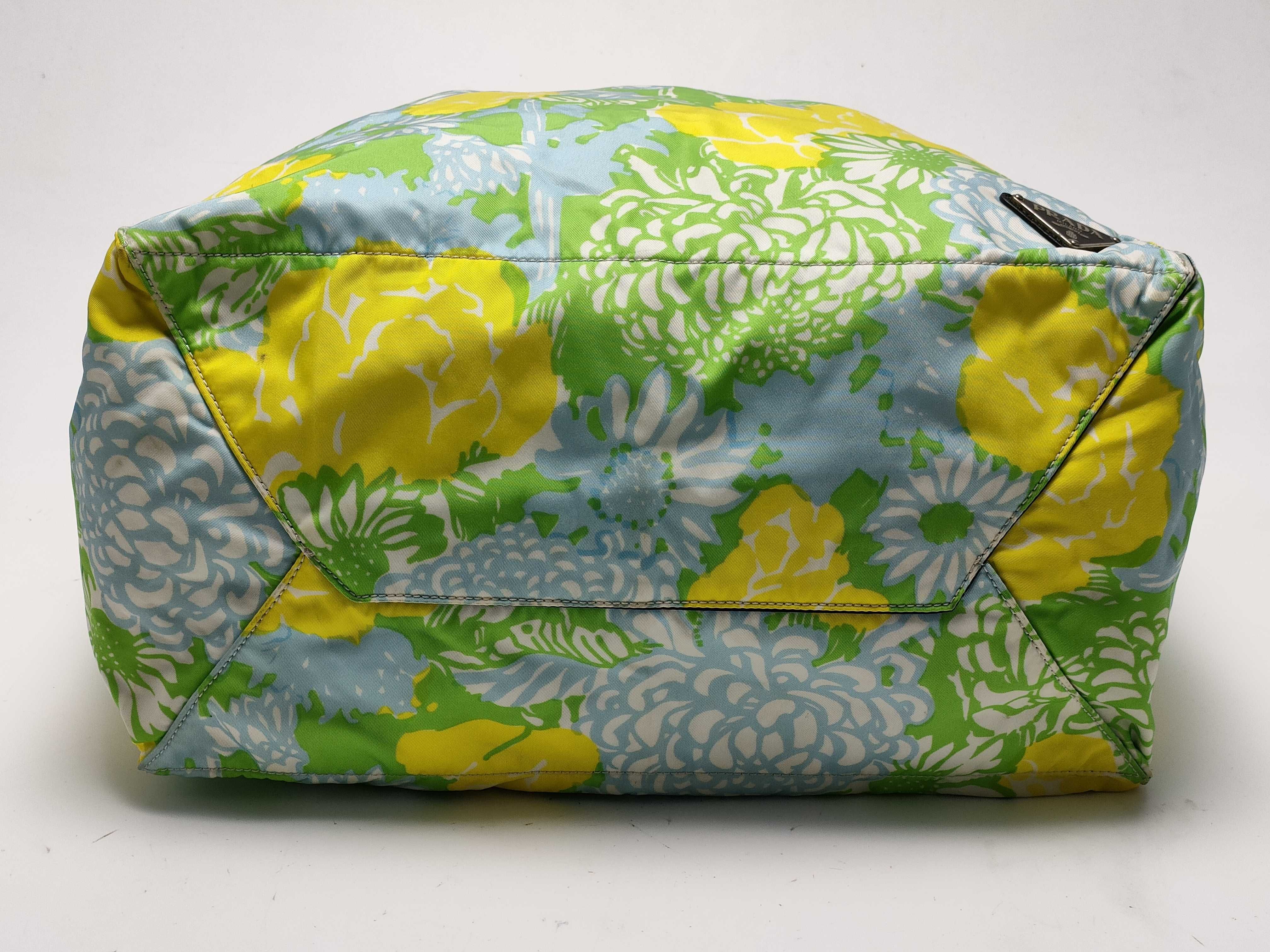 【水曜終了】(10827_0039)▼PRADA ナイロン 三角プレート 花柄 トート トートバッグ