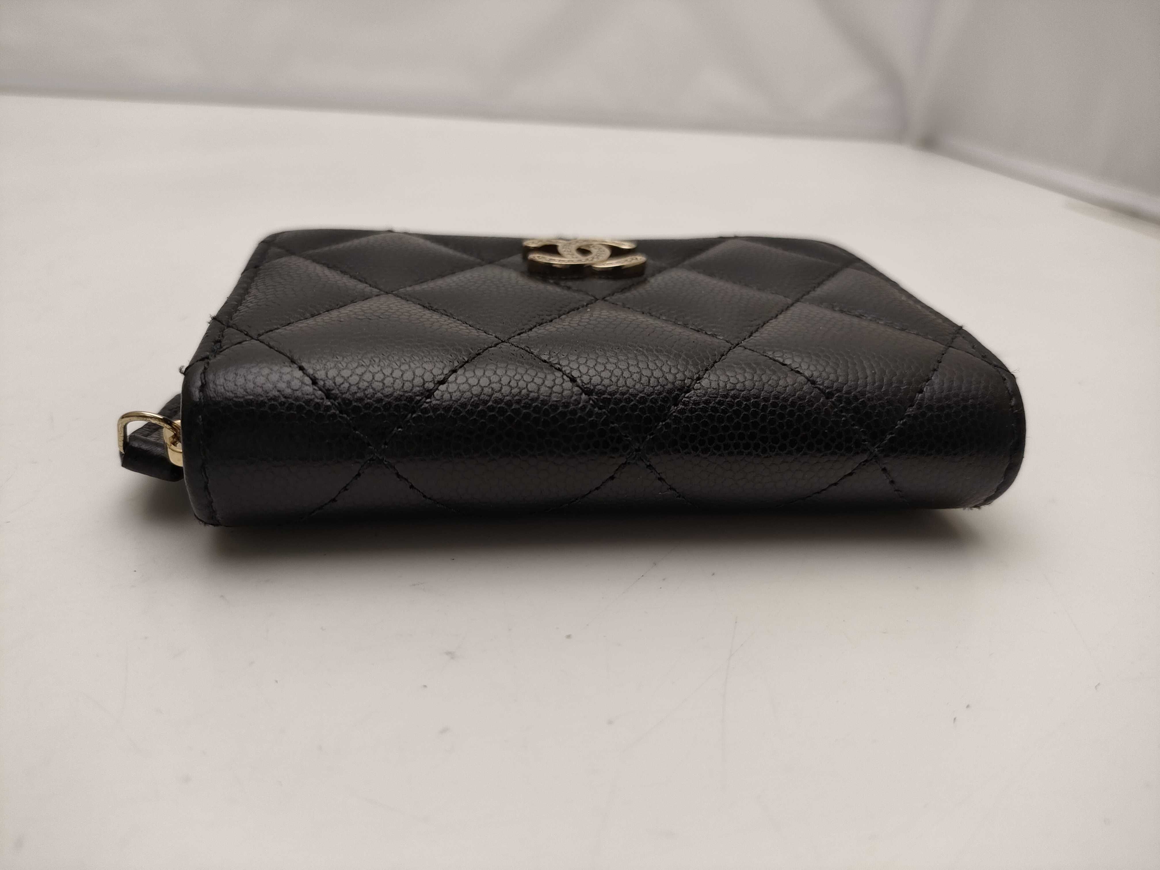 【水曜終了】(10814_0044)CHANEL キャビアスキン コンパクトウォレット ラウンドジップ 財布