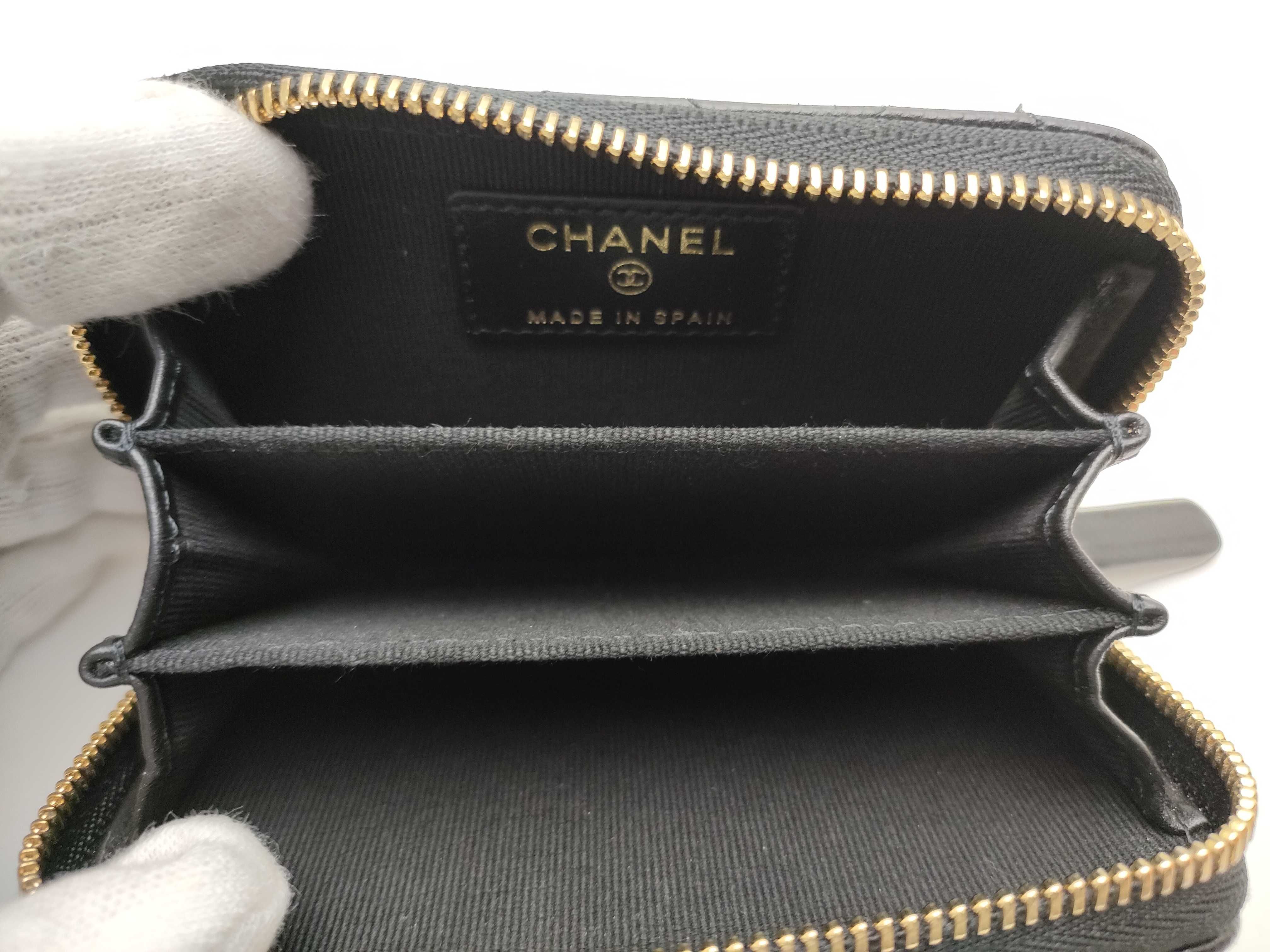 【水曜終了】(10814_0044)CHANEL キャビアスキン コンパクトウォレット ラウンドジップ 財布