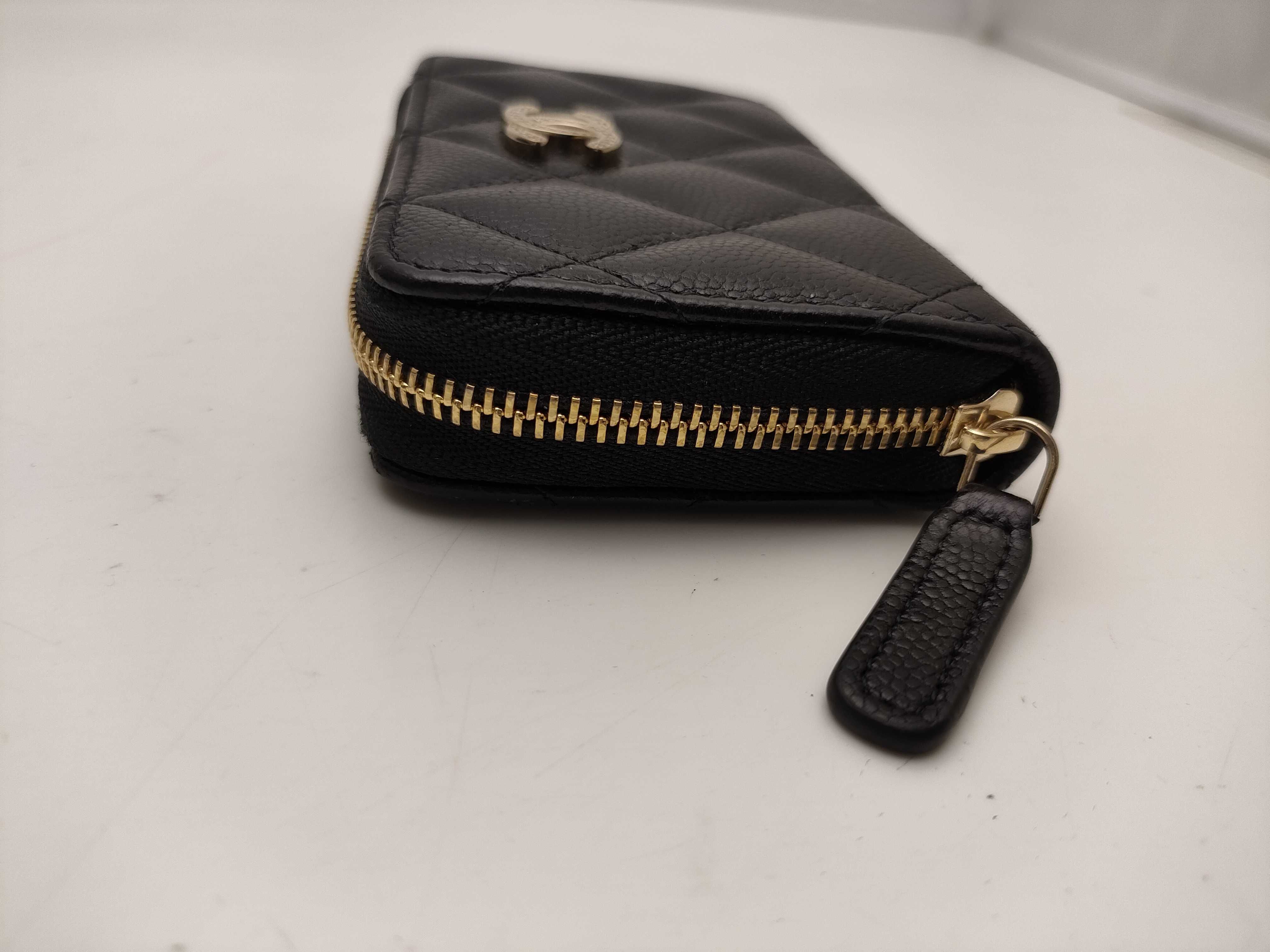 【水曜終了】(10814_0044)CHANEL キャビアスキン コンパクトウォレット ラウンドジップ 財布