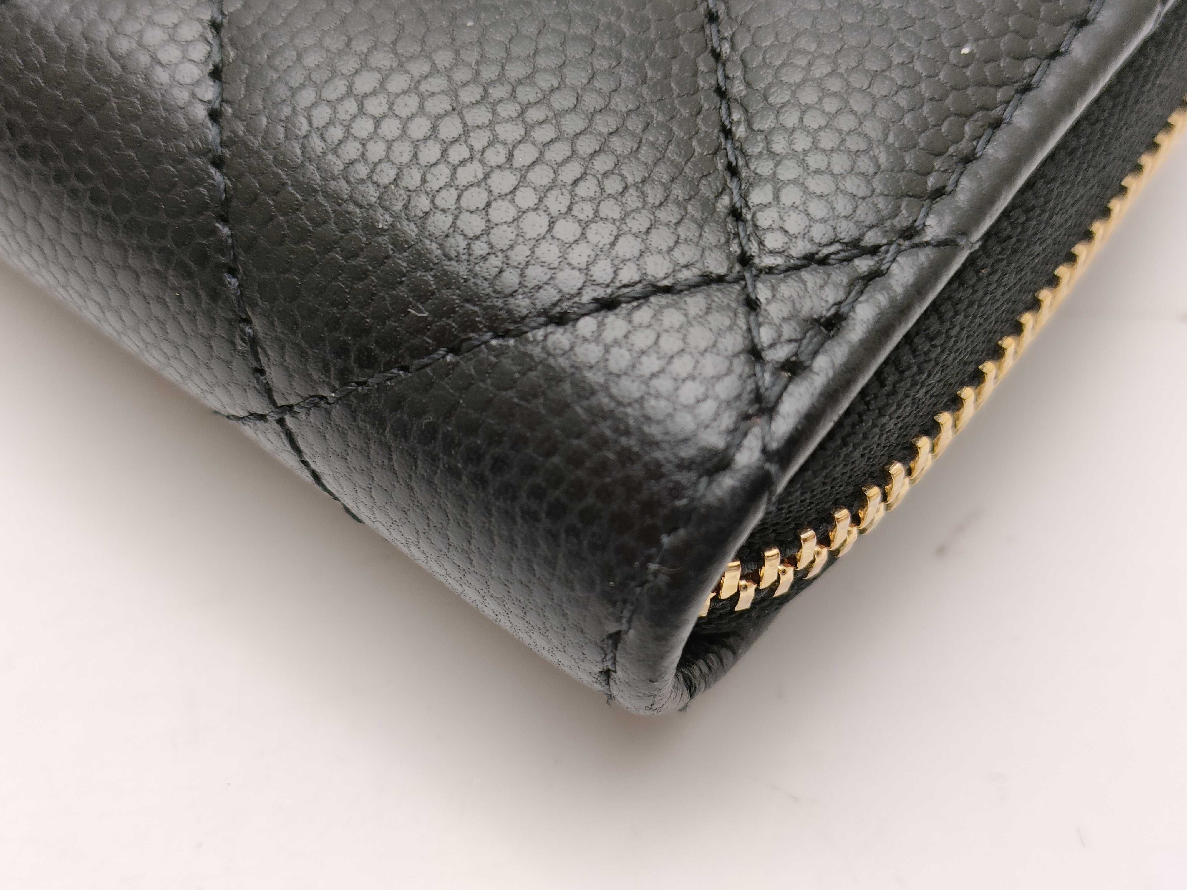 【水曜終了】(10814_0044)CHANEL キャビアスキン コンパクトウォレット ラウンドジップ 財布