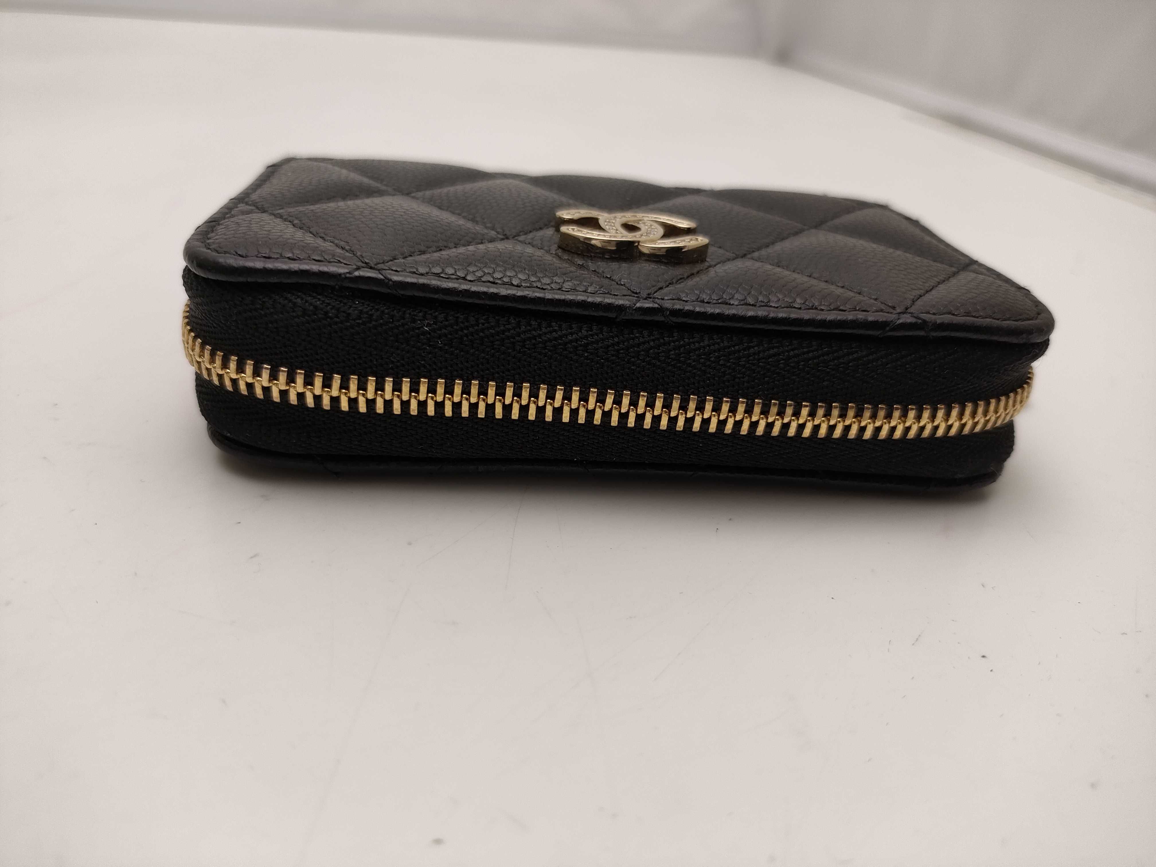 【水曜終了】(10814_0044)CHANEL キャビアスキン コンパクトウォレット ラウンドジップ 財布