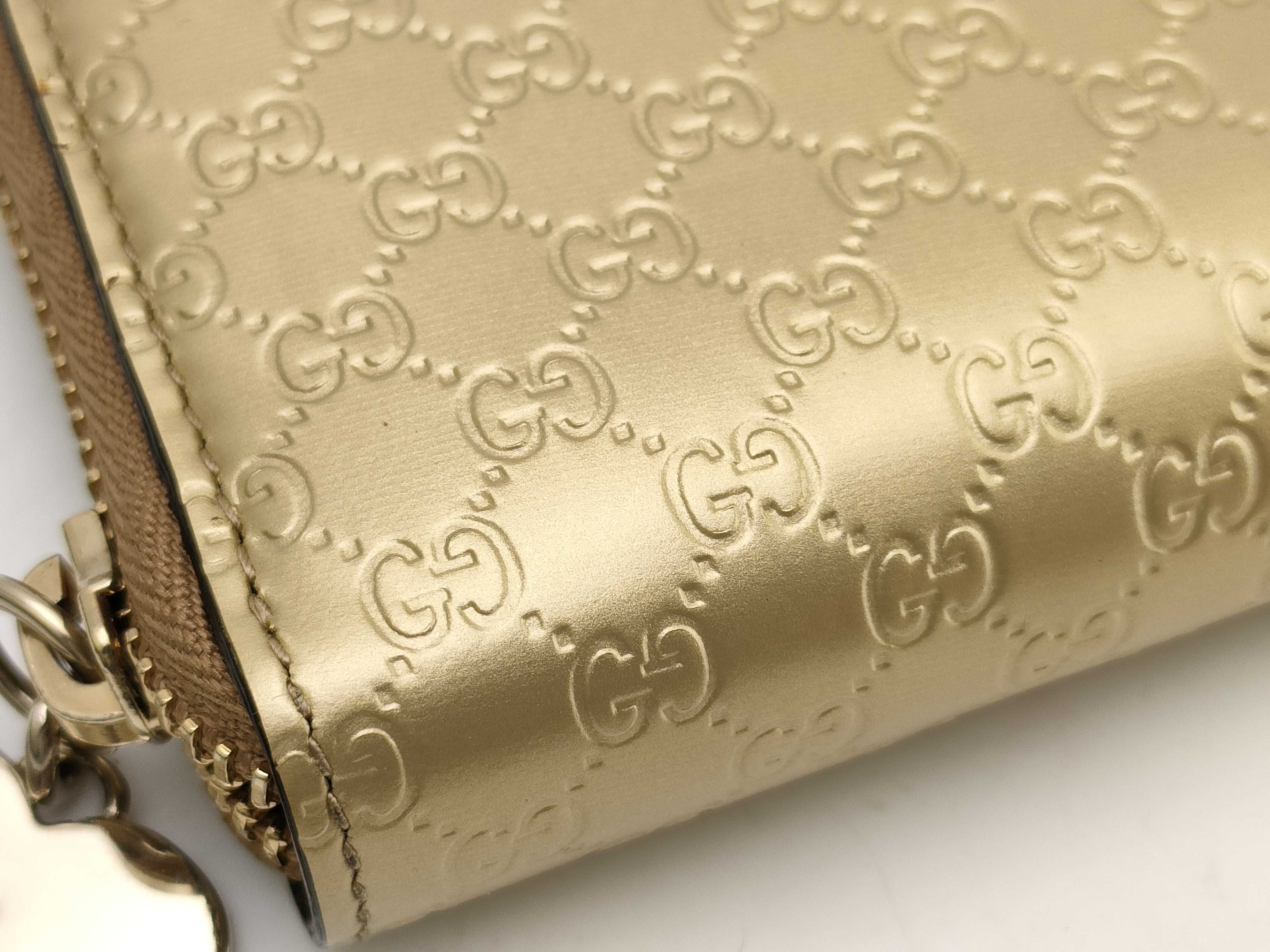 【水曜終了】(10827_0018)GUCCI グッチシマ マイクロシマ ラウンドジップ ゴールド 財布