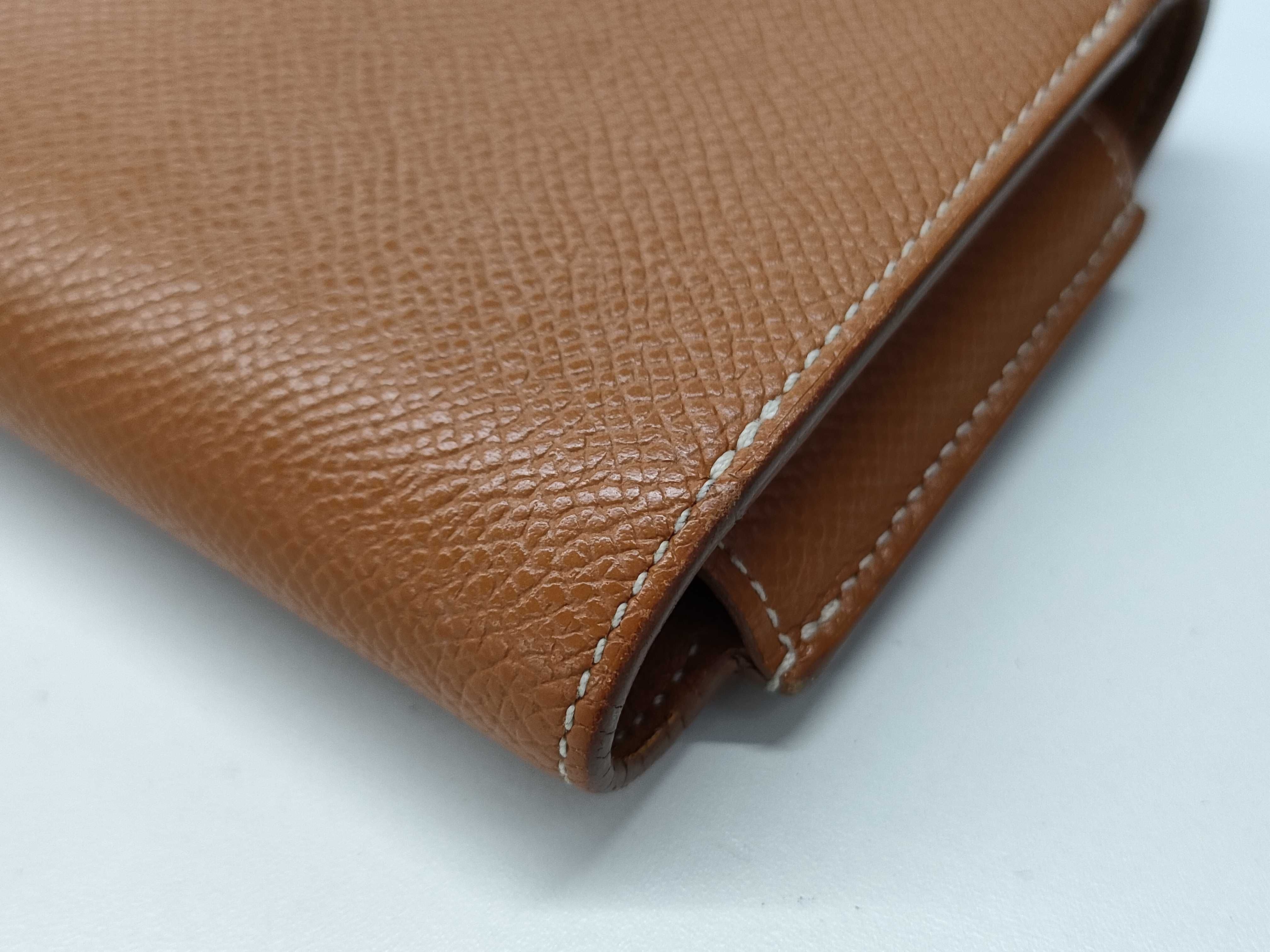 【水曜終了】(10813_0133)HERMES パッサンコンパクト ヴォー・エプソン ゴールド A刻印 財布