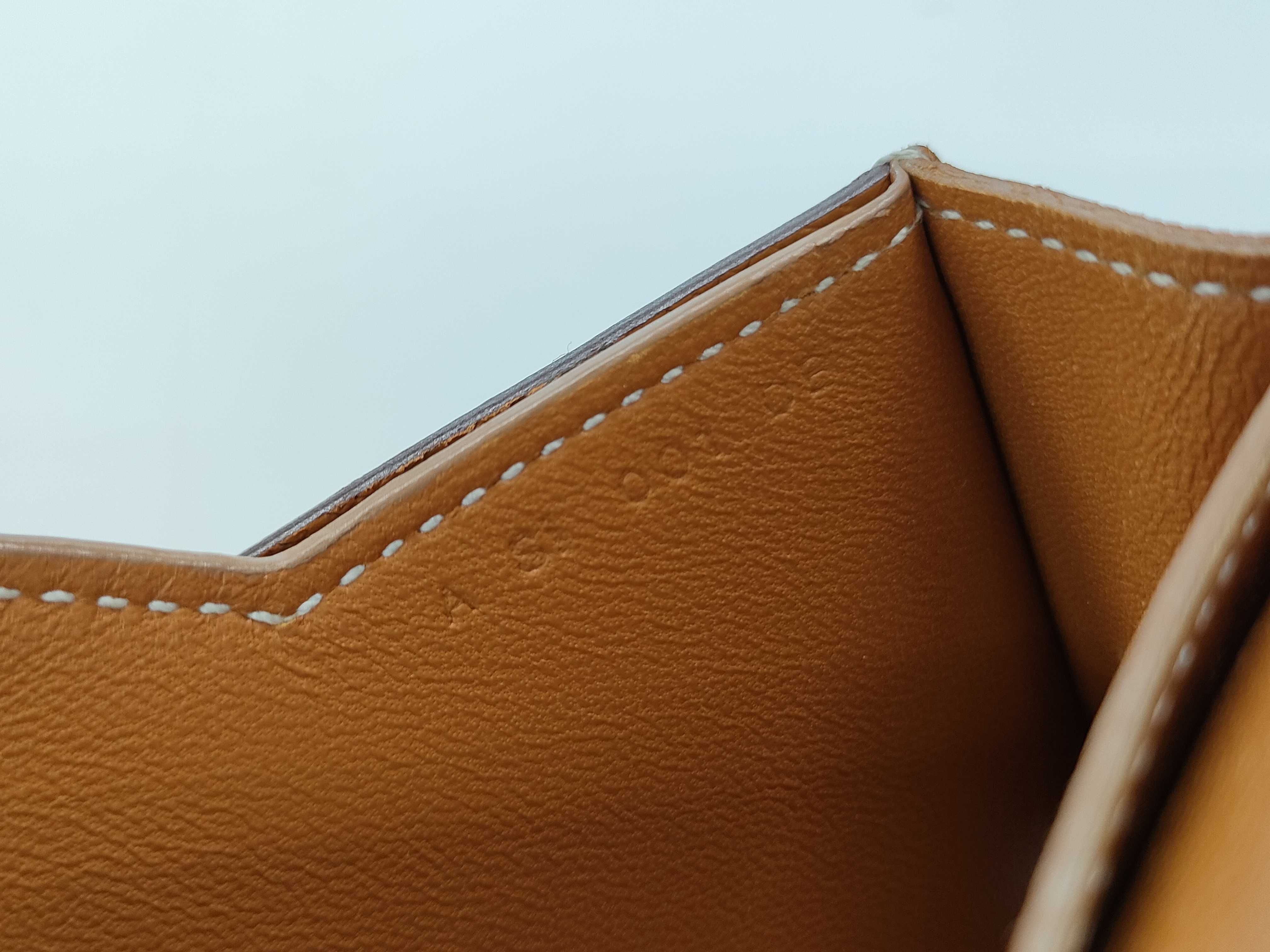 【水曜終了】(10813_0133)HERMES パッサンコンパクト ヴォー・エプソン ゴールド A刻印 財布