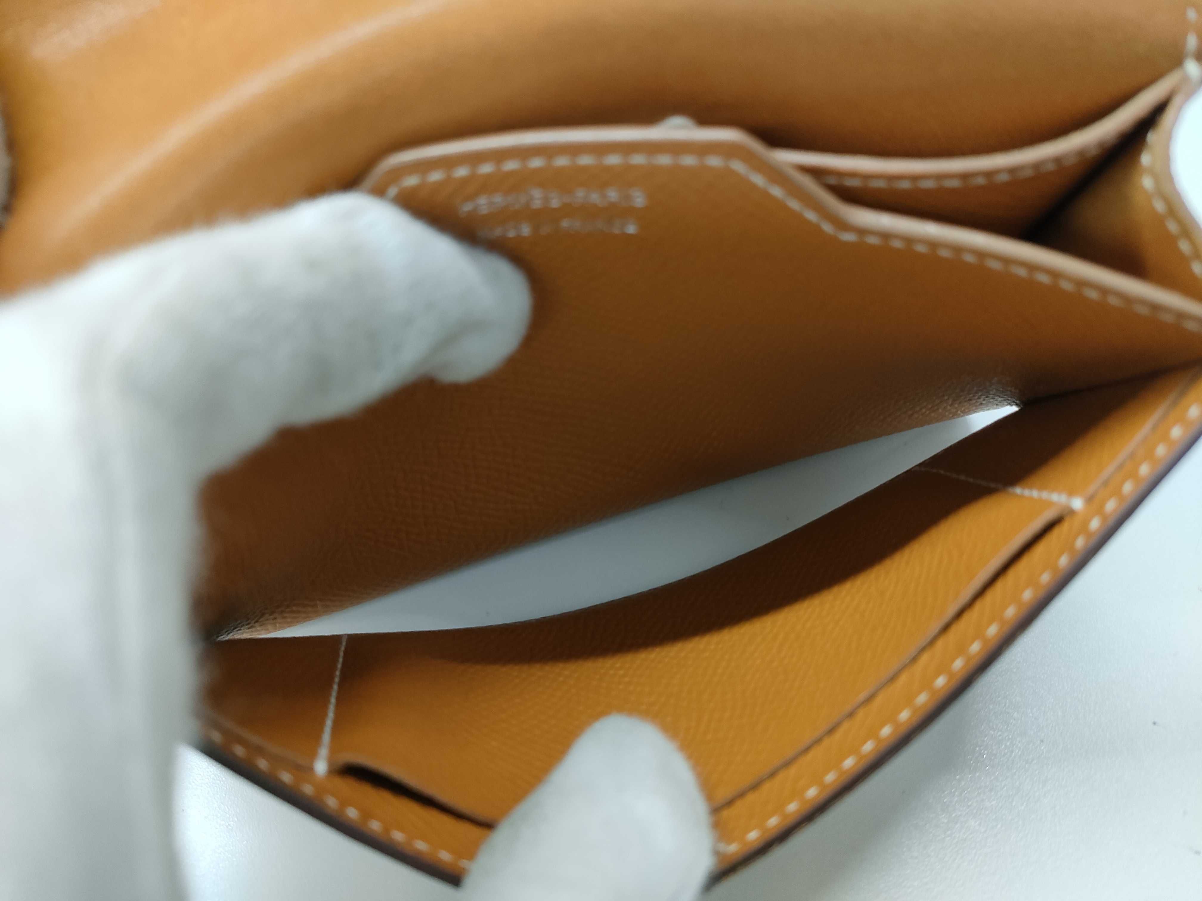 【水曜終了】(10813_0133)HERMES パッサンコンパクト ヴォー・エプソン ゴールド A刻印 財布