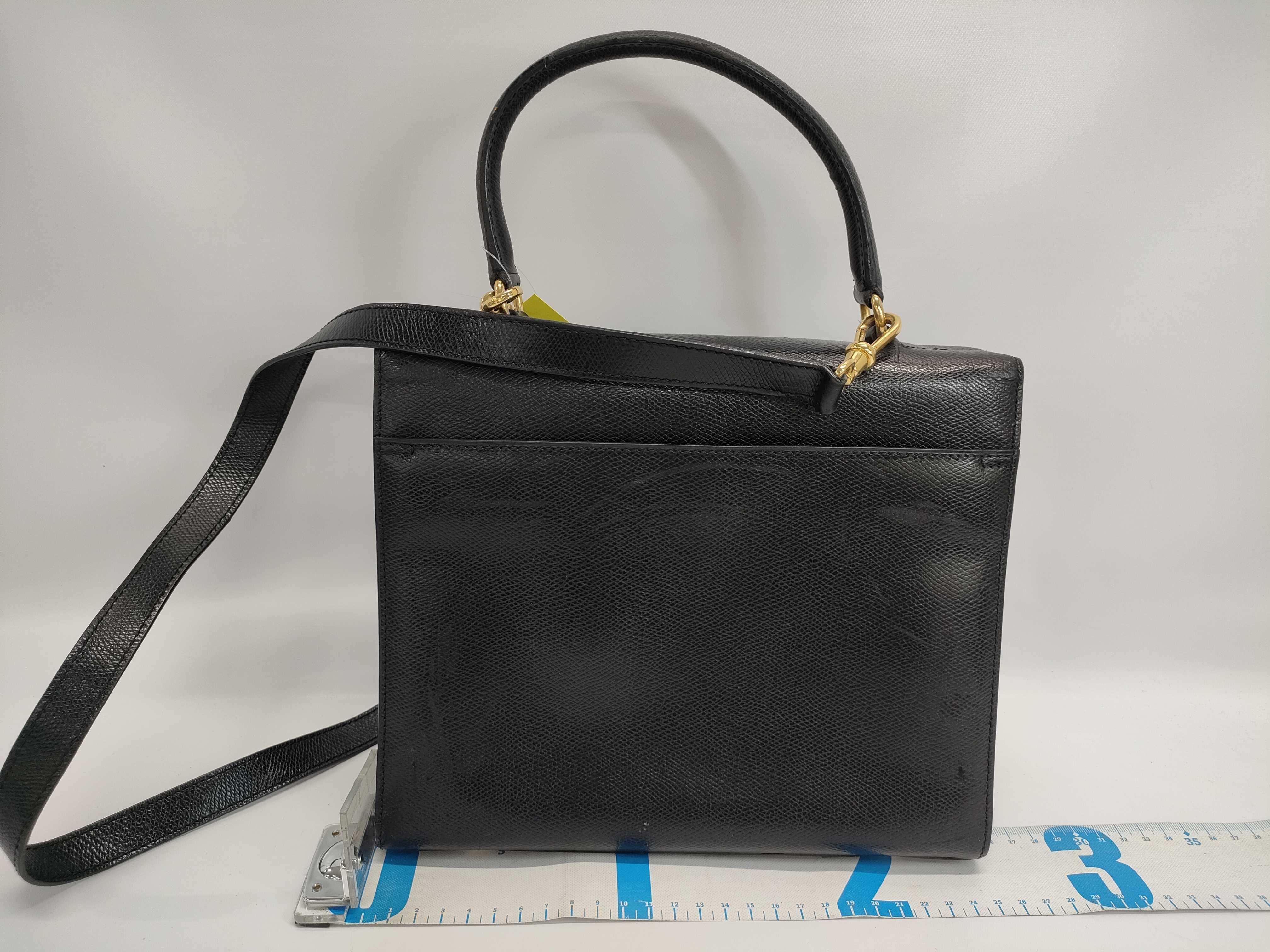 【水曜終了】(10827_0080)CELINE レザー 2WAY ターンロック ブラック ハンドバッグ