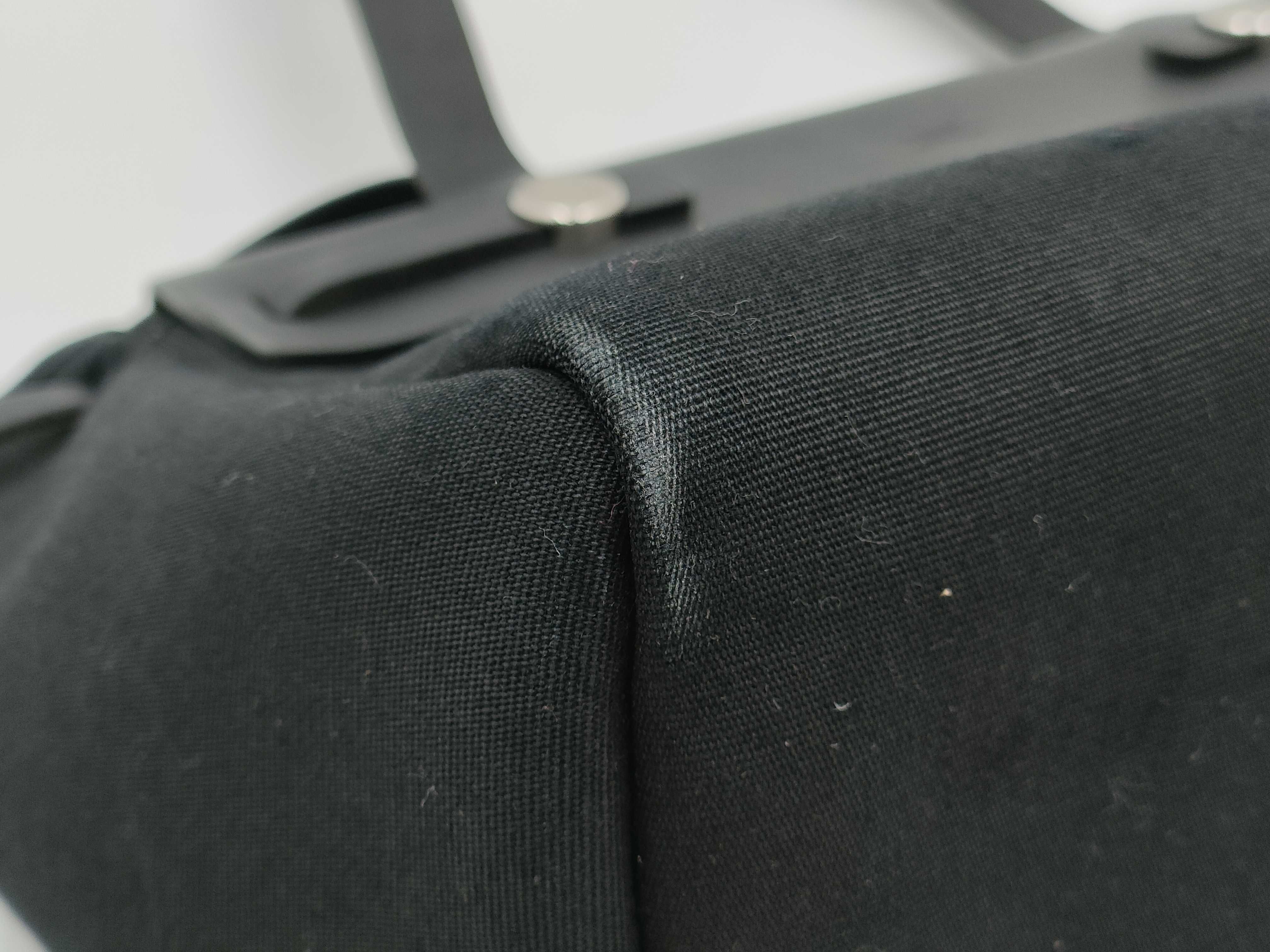 【水曜終了】(10813_0134)HERMES エールバッグ カバスPM トワルオフィシエ ブラック ショルダー SV金具 □H刻印 トートバッグ