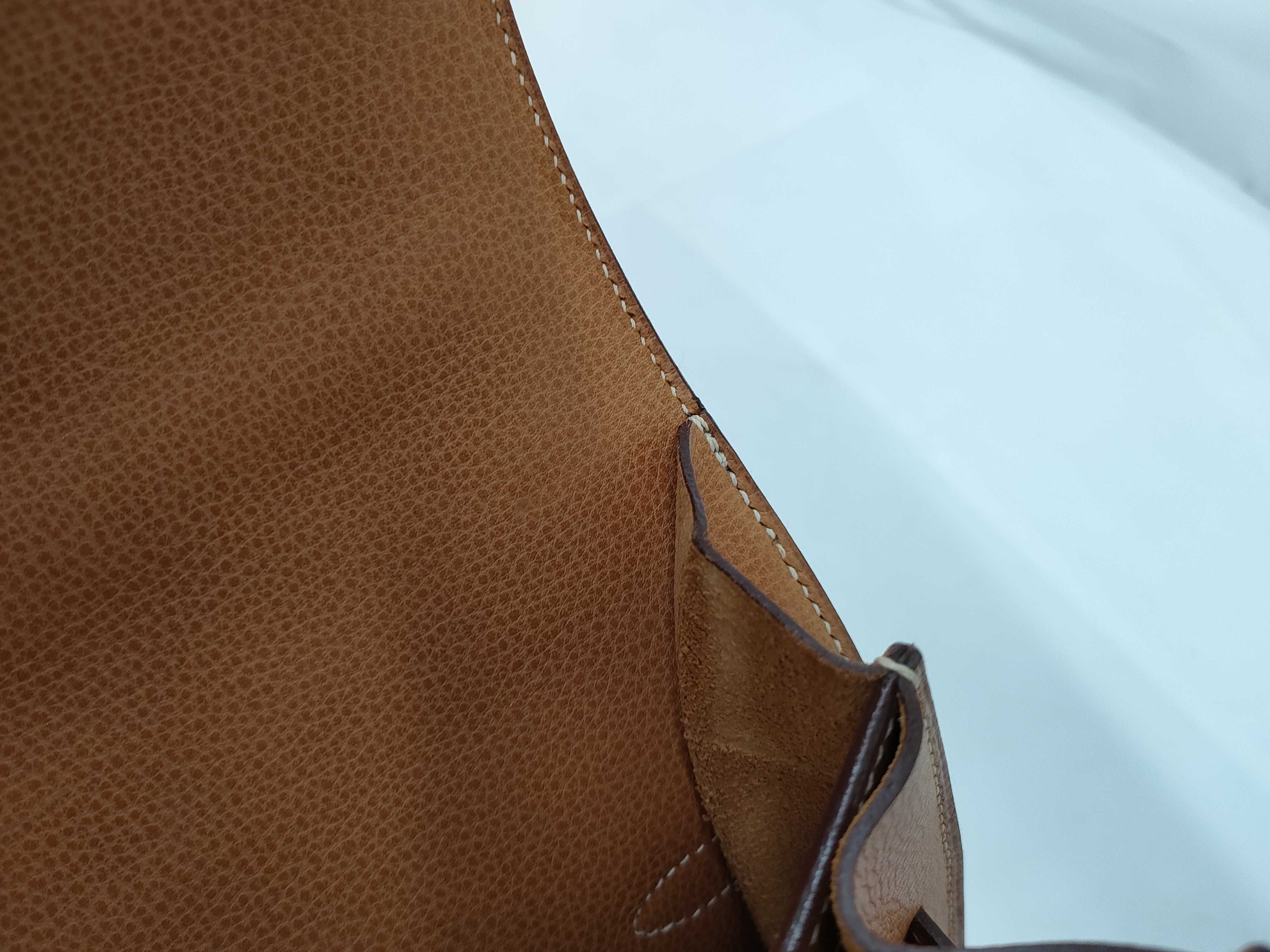 【水曜終了】(10813_0135)HERMES ケリーデペッシュ ベージュ系 シルバー金具 【刻印】□H ビジネスバッグ