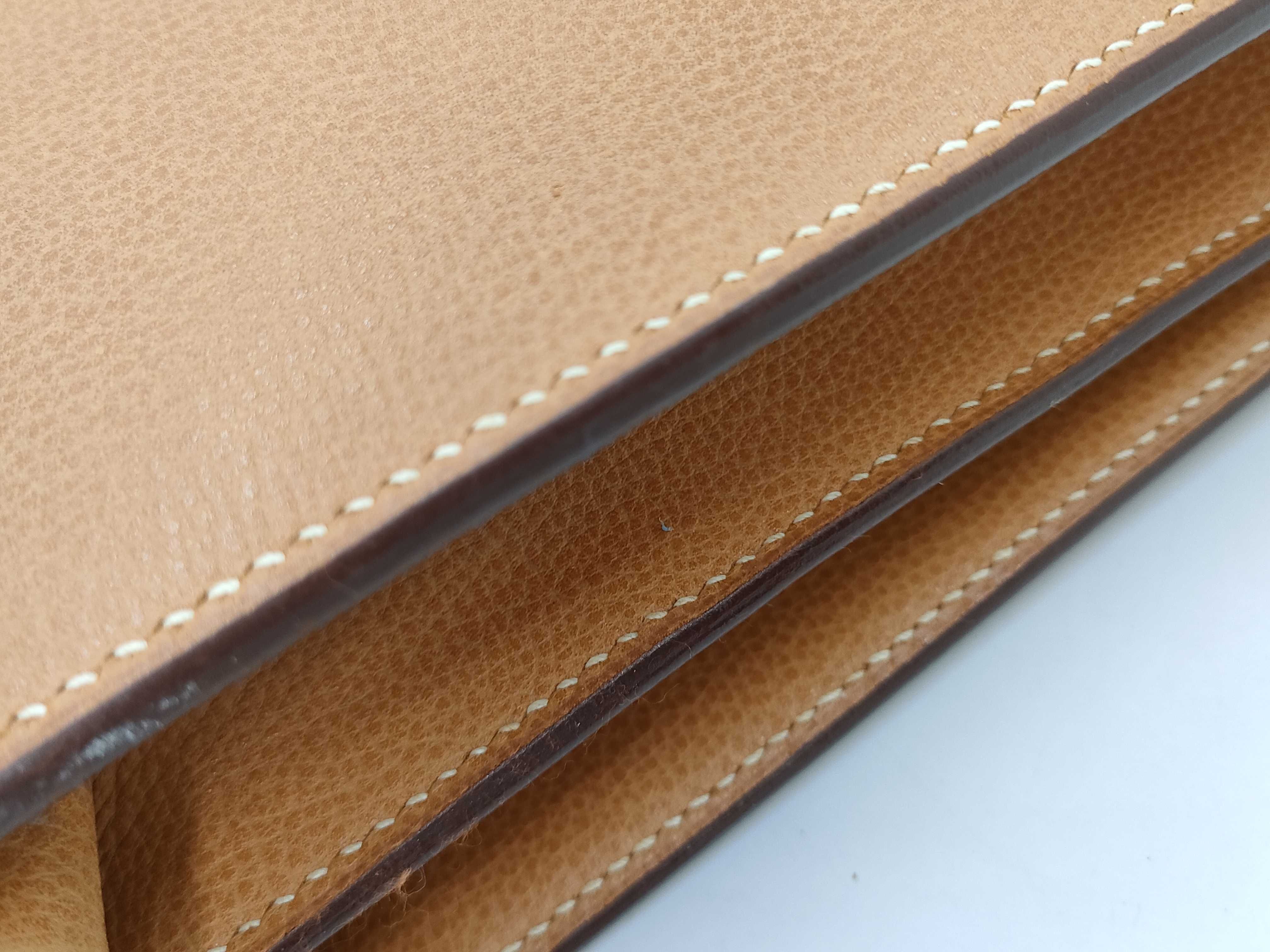 【水曜終了】(10813_0135)HERMES ケリーデペッシュ ベージュ系 シルバー金具 【刻印】□H ビジネスバッグ