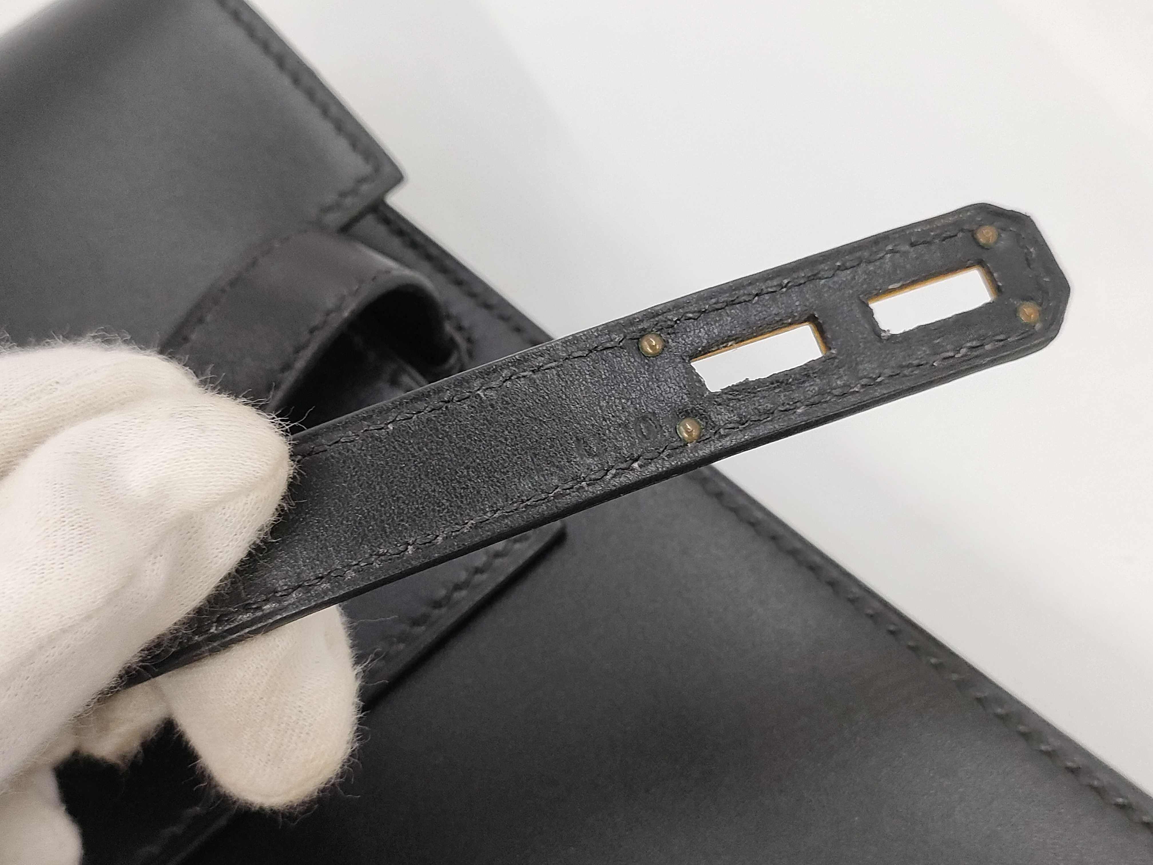 【水曜終了】(10813_0136)HERMES ケリーデペッシュ 黒系 ゴールド金具 【刻印】□G ビジネスバッグ