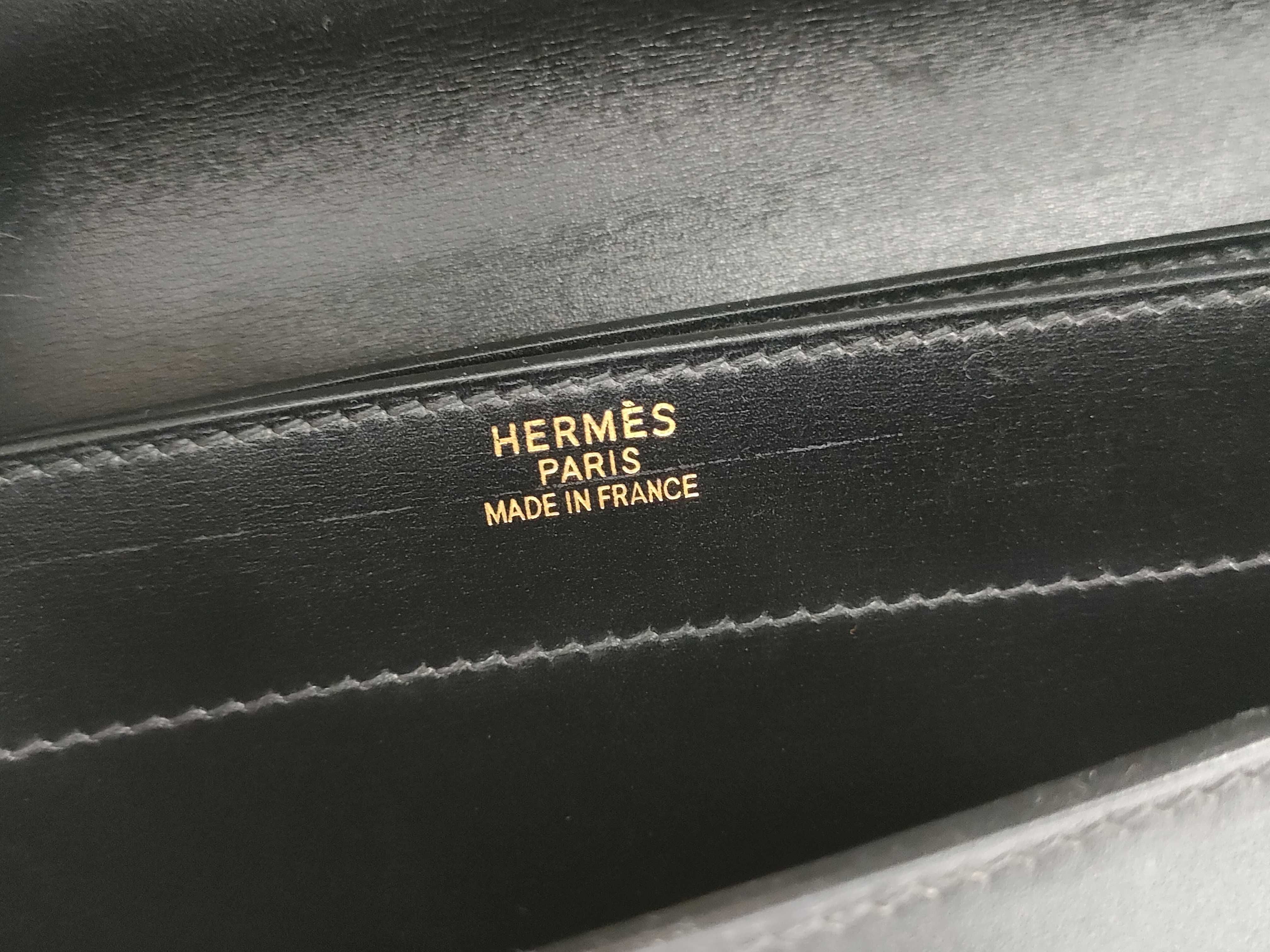 【水曜終了】(10813_0136)HERMES ケリーデペッシュ 黒系 ゴールド金具 【刻印】□G ビジネスバッグ