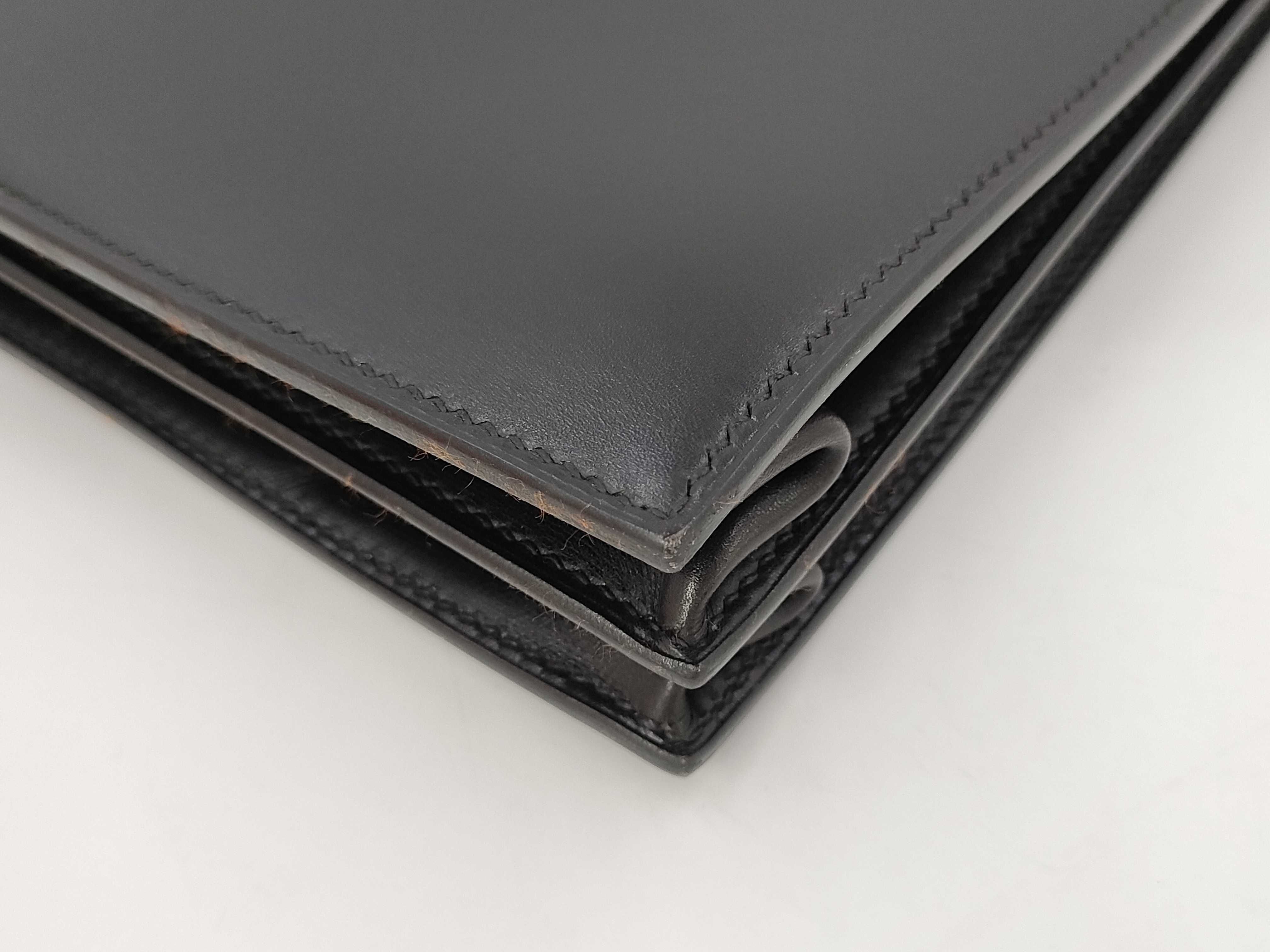 【水曜終了】(10813_0136)HERMES ケリーデペッシュ 黒系 ゴールド金具 【刻印】□G ビジネスバッグ