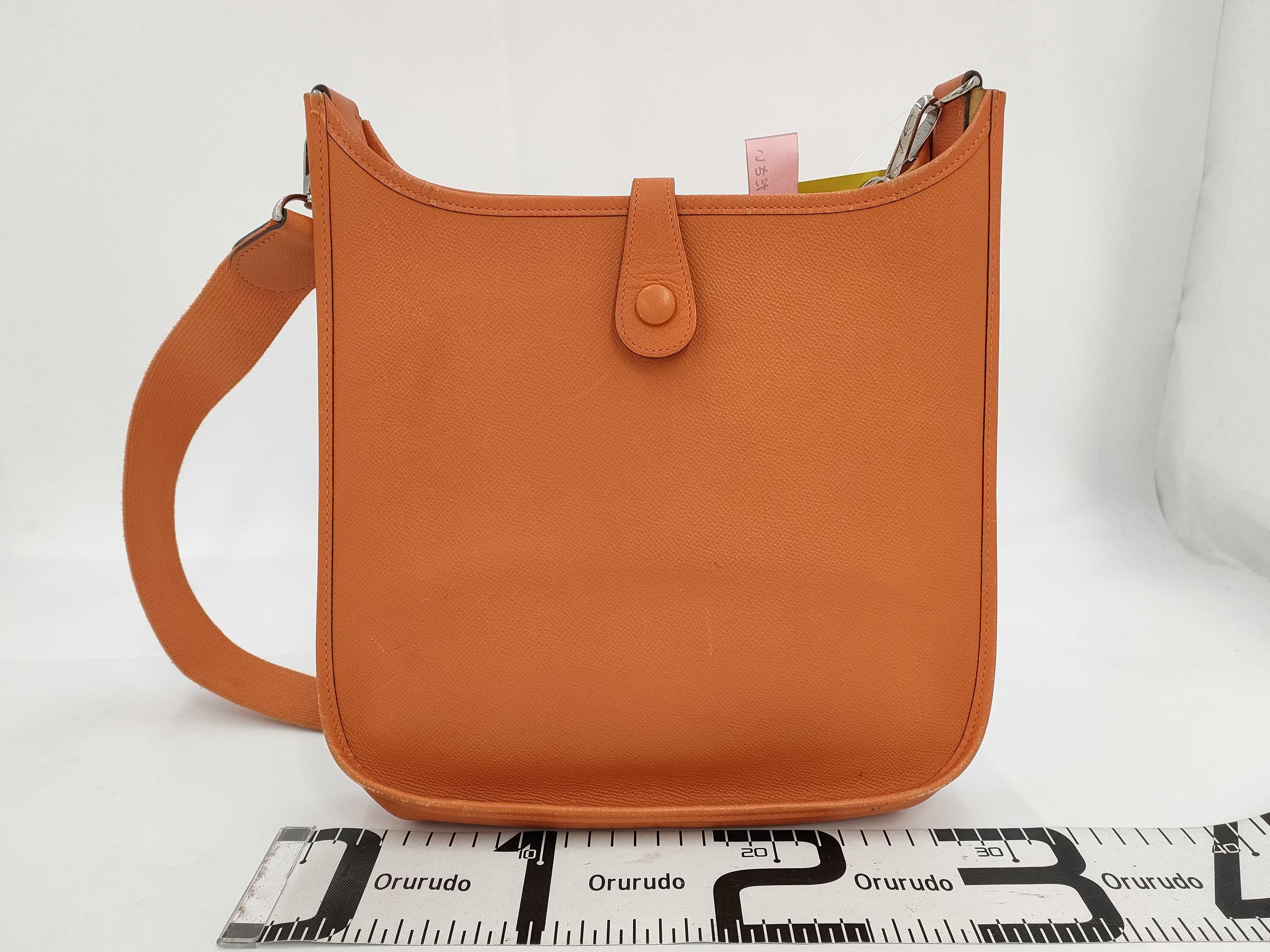 【水曜終了】(10813_0138)HERMES エヴリン エブリン1 オレンジ系 シルバー金具 □I ショルダーバッグ