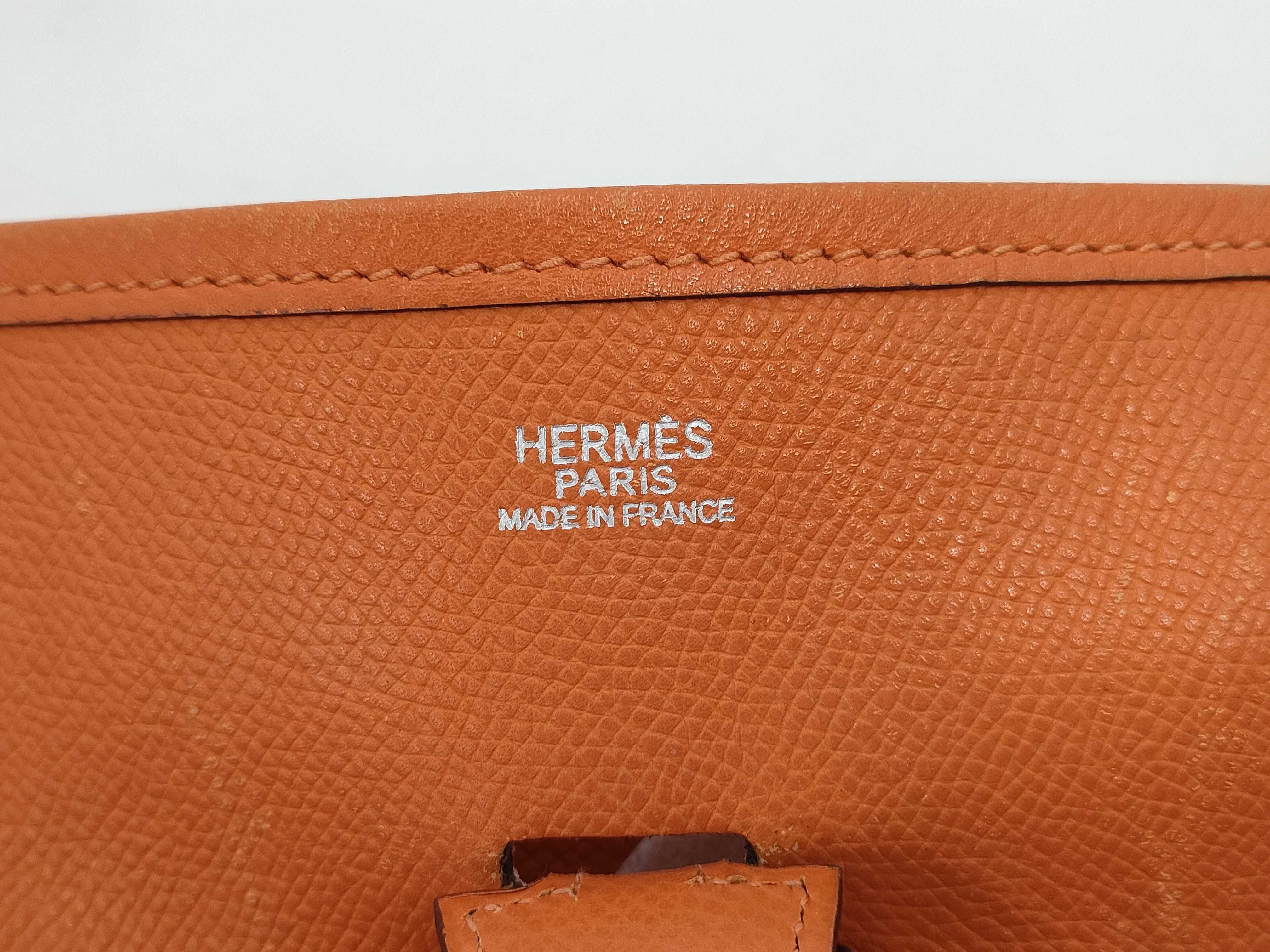 【水曜終了】(10813_0138)HERMES エヴリン エブリン1 オレンジ系 シルバー金具 □I ショルダーバッグ