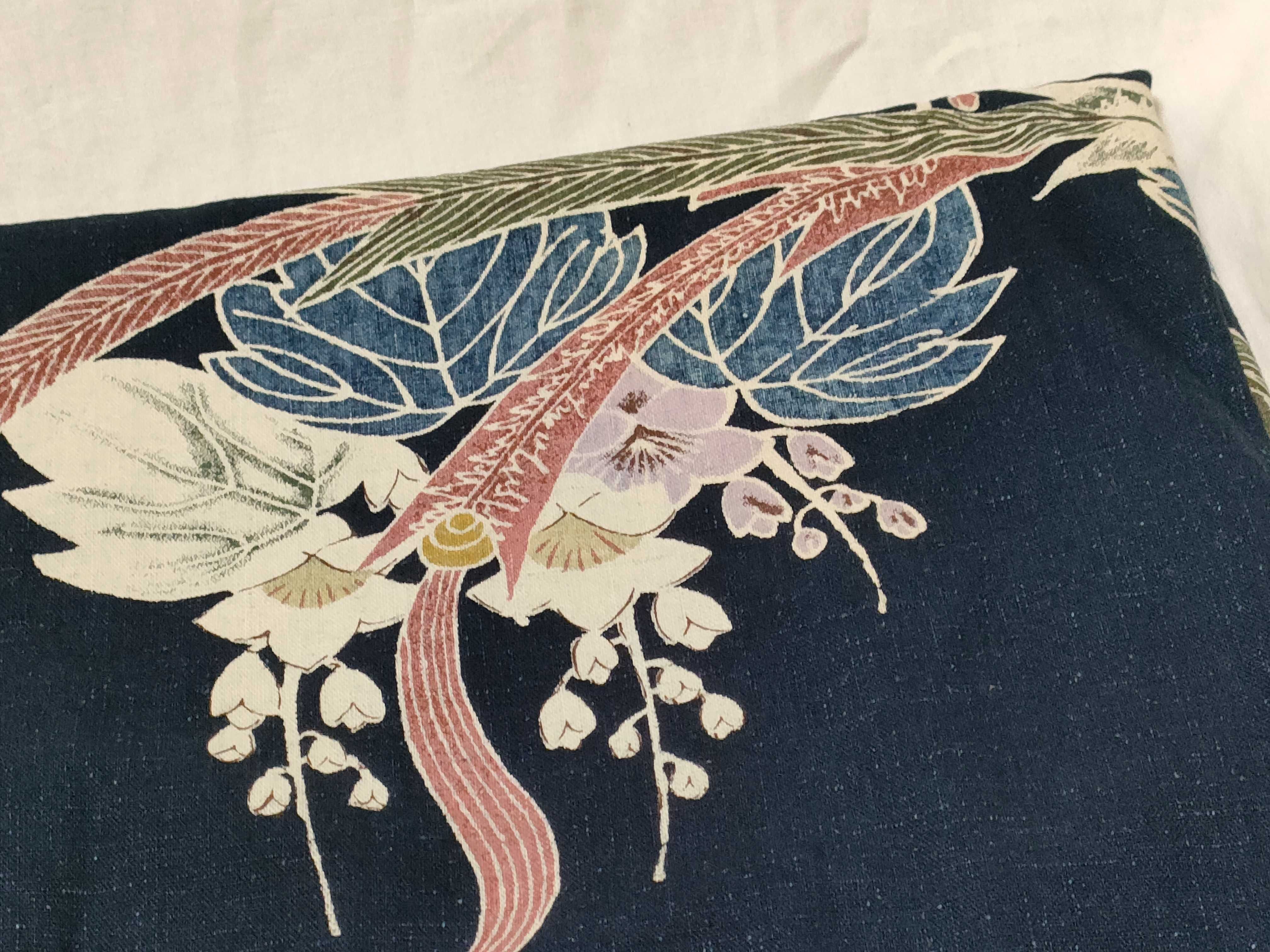 (10931_0855)▼吉兆藍木綿 のれん/鳳凰 その他小物