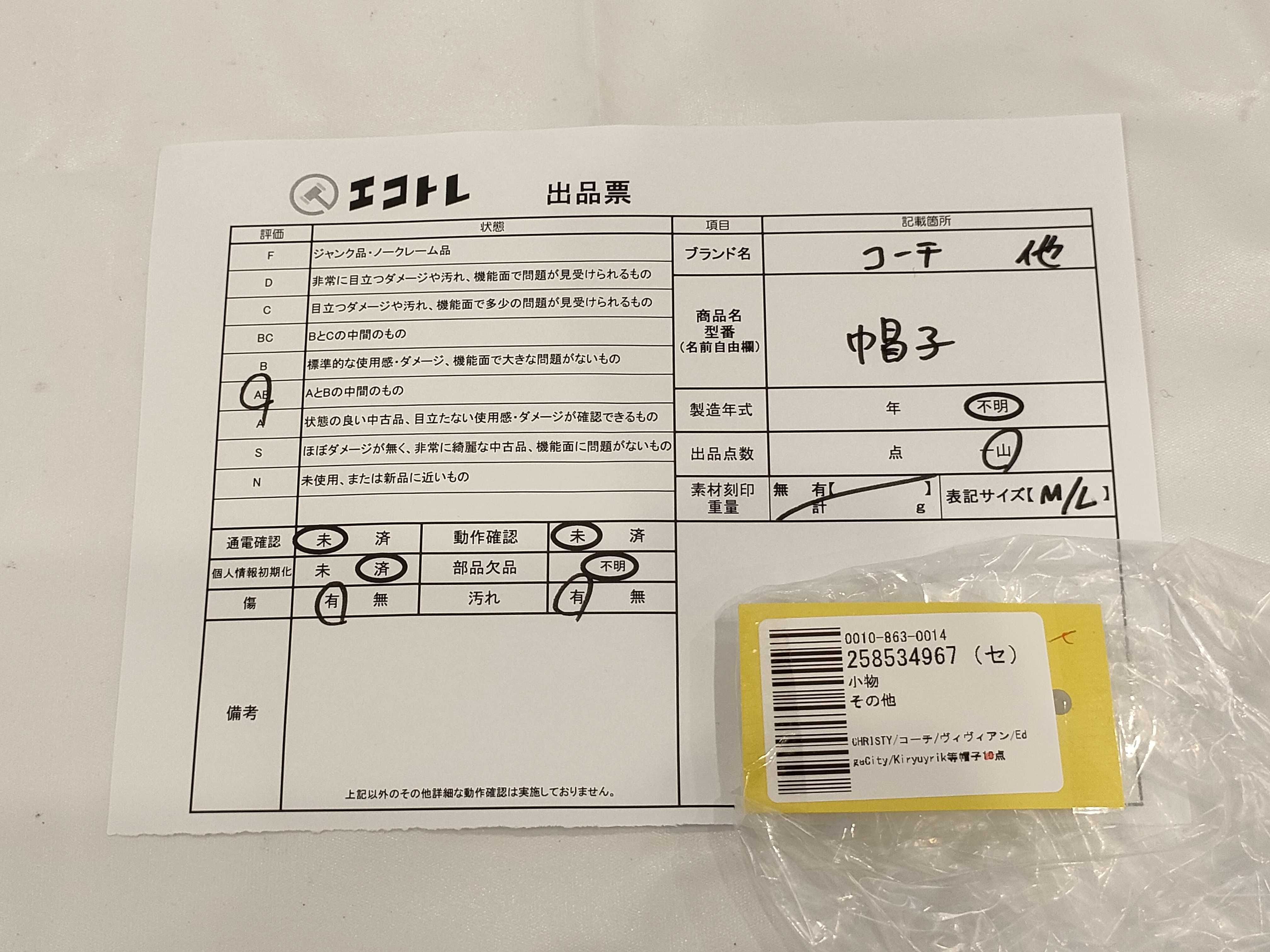 (10931_0838)▼CHRISTY/コーチ/ヴィヴィアン/EdgeCity/Kiryuyrik等帽子10点 その他小物