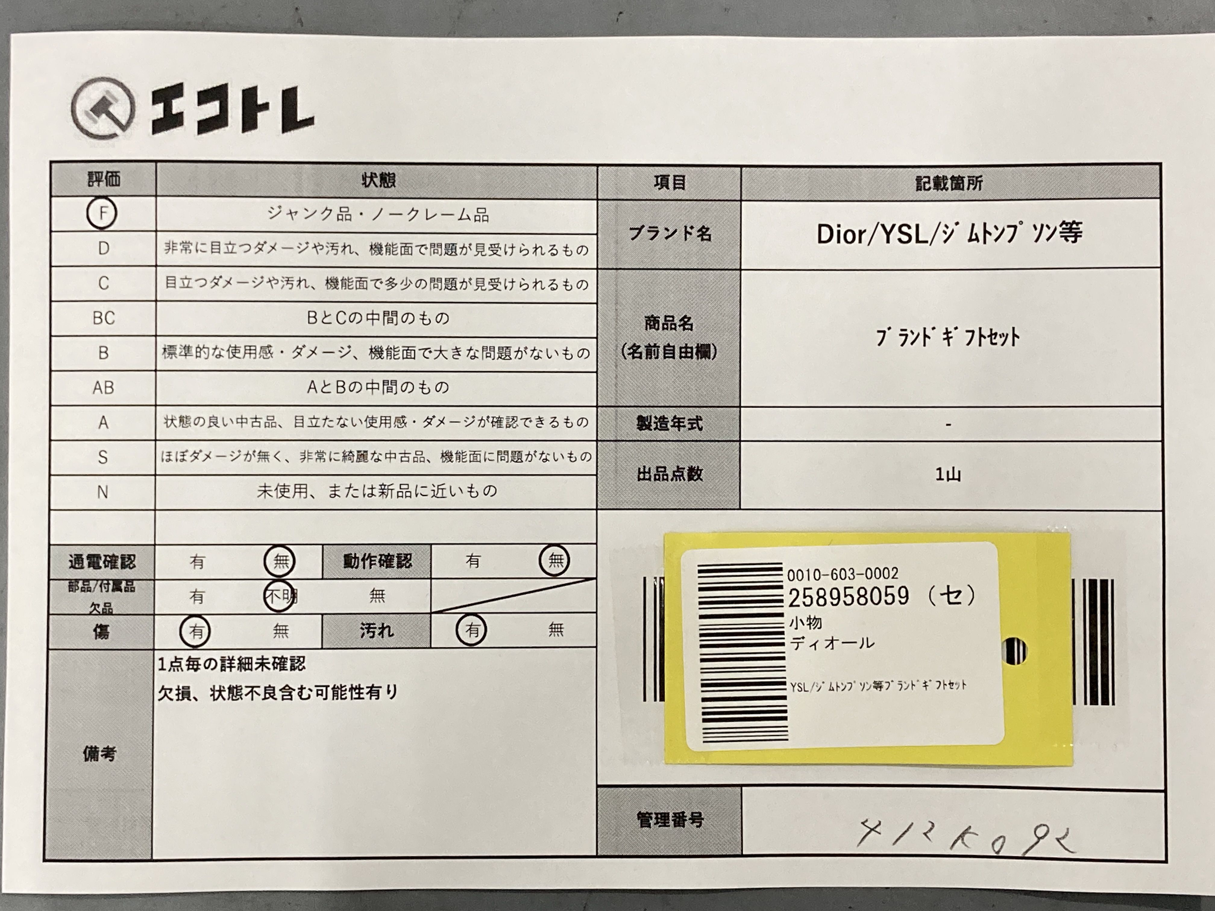 (10931_1024)▼Dior YSL/ジムトンプソン等ブランドギフトセット