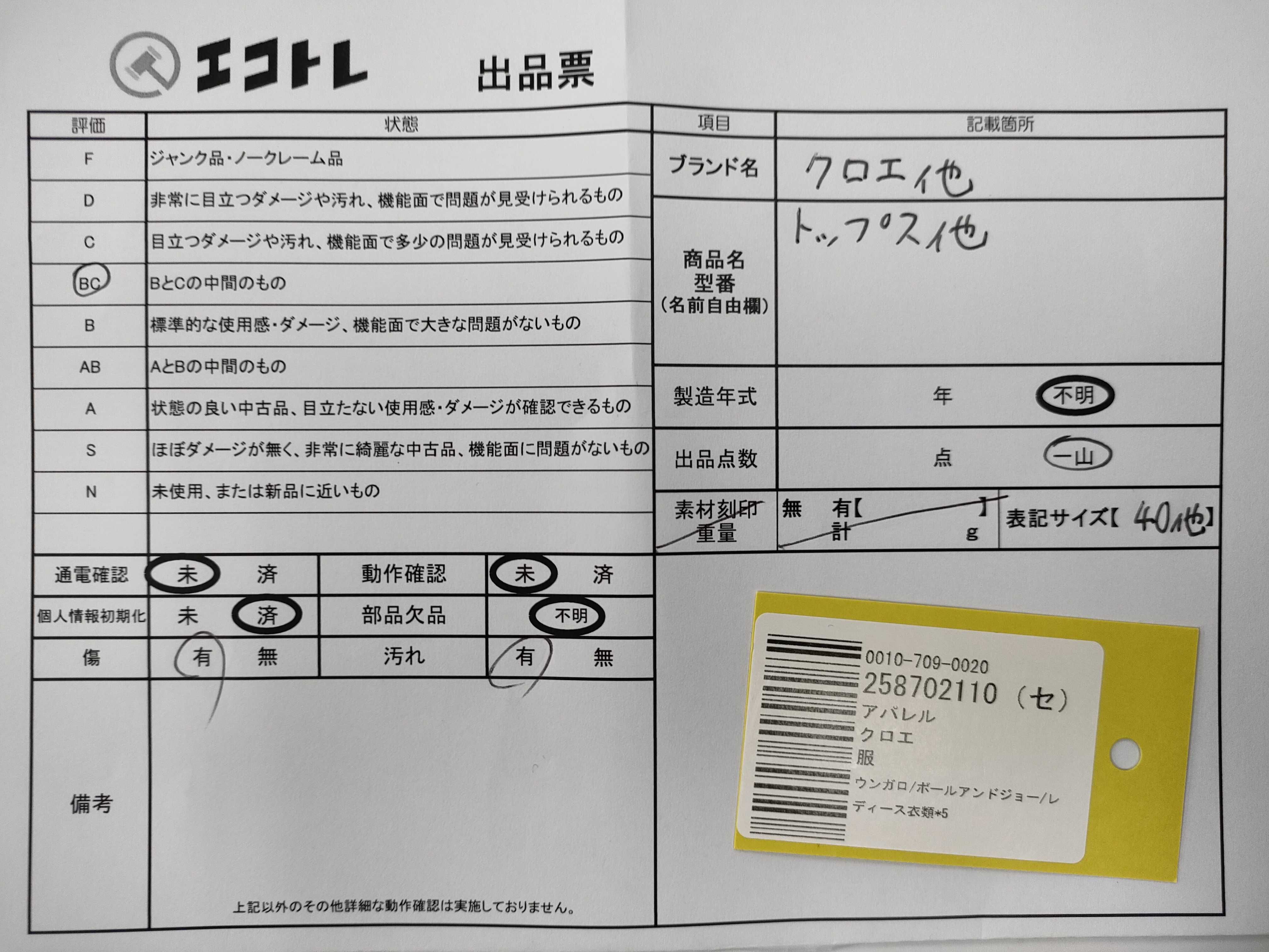 (10922_0024)▼chloe ウンガロ/ポールアンドジョー/レディース衣類*5 トップス