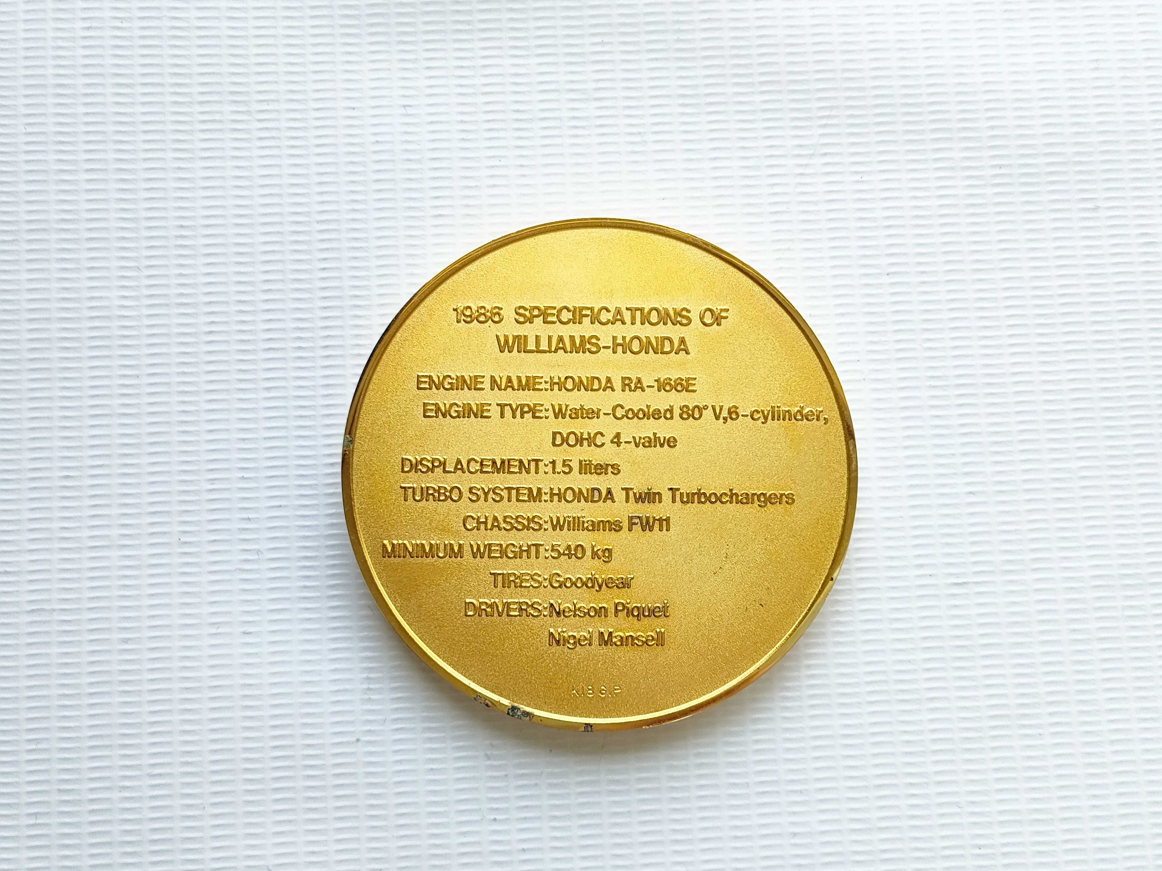(10931_0850)▼HONDA F－1 チャンピオンシップ 記念メダル 1986 その他小物