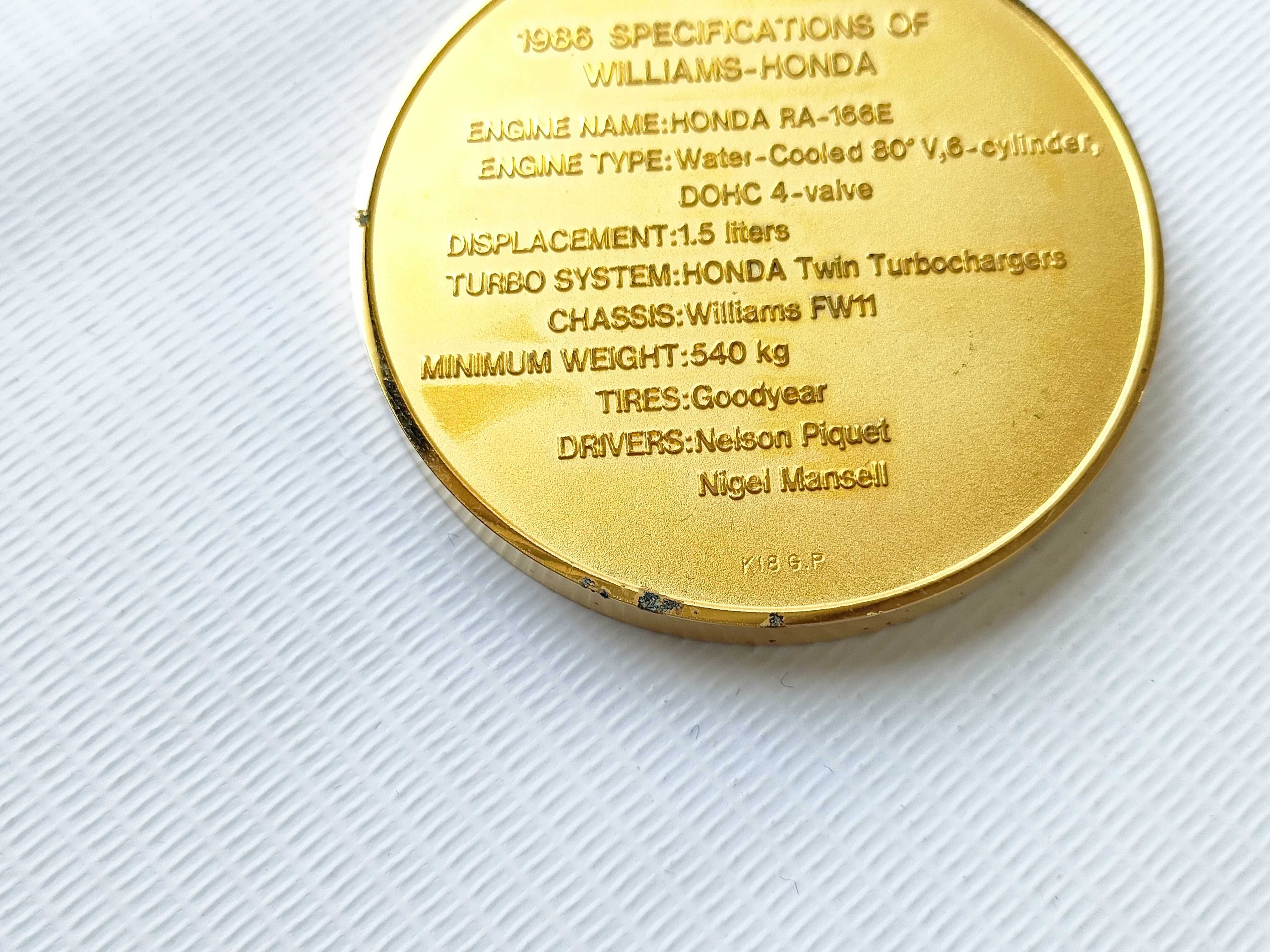 (10931_0850)▼HONDA F－1 チャンピオンシップ 記念メダル 1986 その他小物